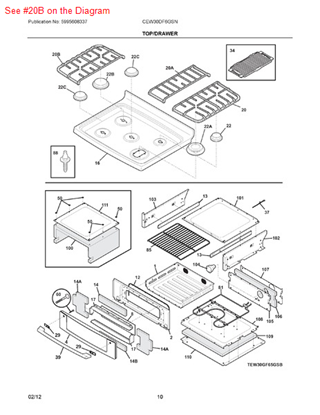 Frigidaire 316538000 Grate Double Burner Right Hand