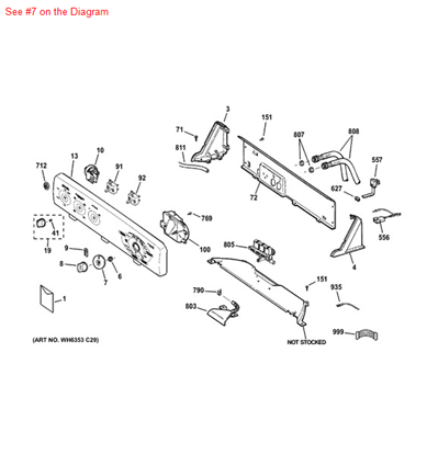 General Electric WH11X10048 Washer Dial Assembly